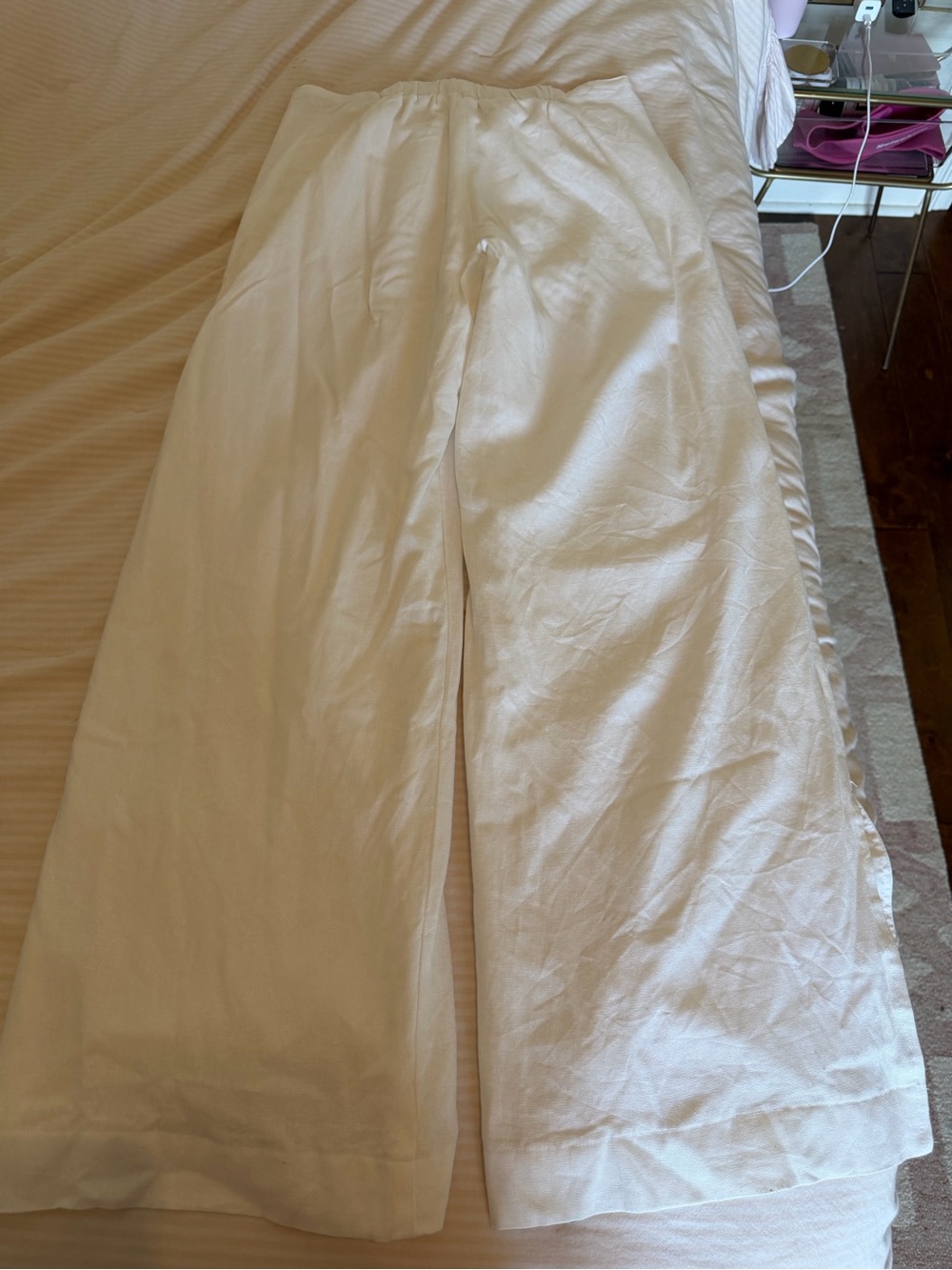 Gianni Bini Women’s Wide-Leg Linen Blend Pants in Off-White